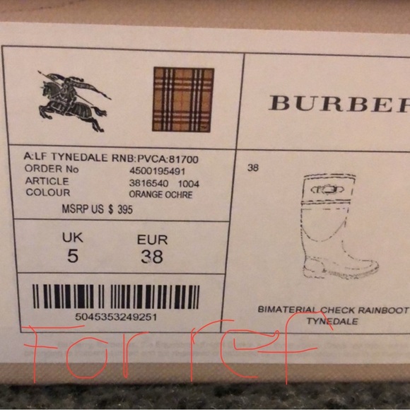 Burberry Tynedale Check Rain Boots Size 37 Retail $395 EUC - Picture 2 of 14